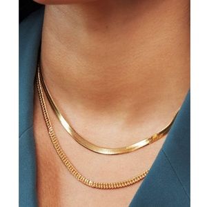 Mejuri Gold Herringbone Necklace Chain 16 inches